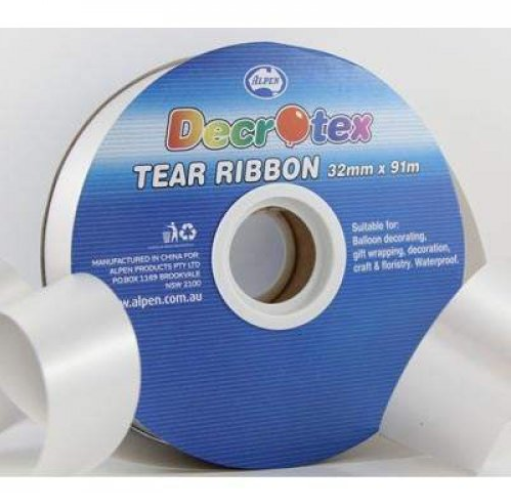 Buy SILVER TEAR RIBBON 32mm wide x 91m long at NIS Packaging & Party Supply Brisbane, Logan, Gold Coast, Sydney, Melbourne, Australia