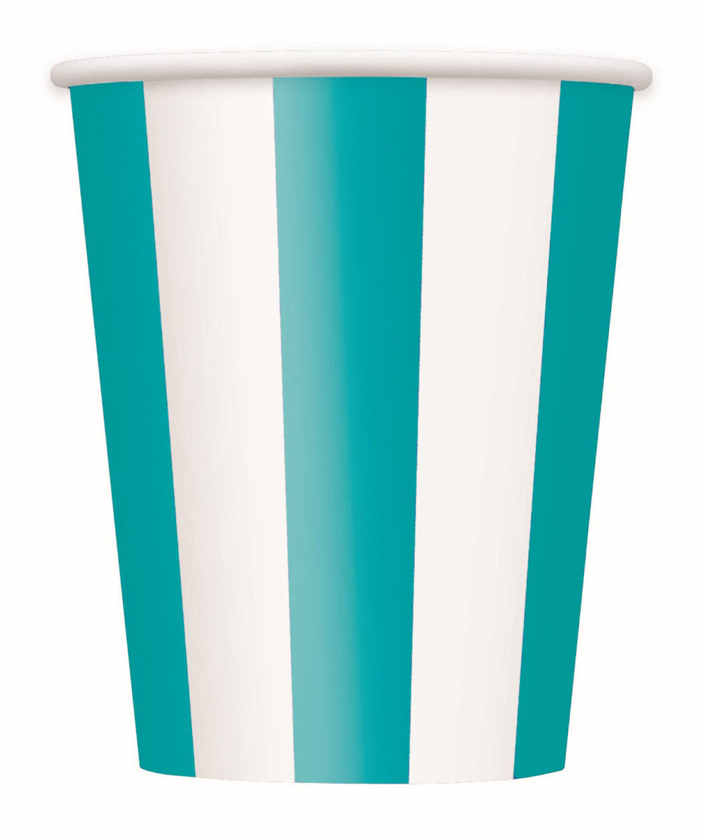 STRIPES CARIBBEAN TEAL 355ML (12OZ) PAPER CUPS 6pk NIS Traders