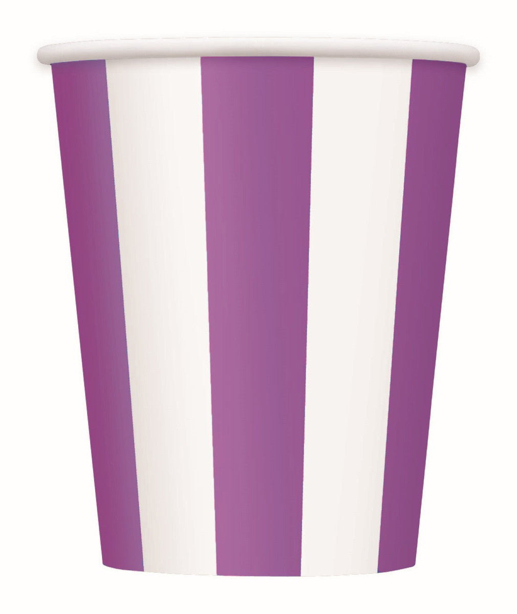 STRIPES PRETTY PURPLE 355ML (12OZ) PAPER CUPS 6pk NIS Traders