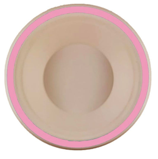 Buy SUGCANE BOWL 160MM LIGHT PINK EDGE P10 at NIS Packaging & Party Supply Brisbane, Logan, Gold Coast, Sydney, Melbourne, Australia