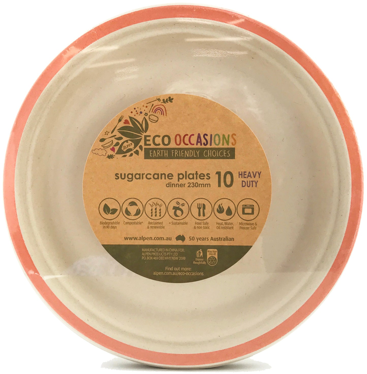 Buy SUGCANE DINNER PLATE ROSEGOLD EDGE PACK OF 10 at NIS Packaging & Party Supply Brisbane, Logan, Gold Coast, Sydney, Melbourne, Australia