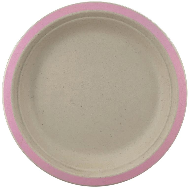 Buy SUGCANE LUNCH PLATE LIGHT PINK EDGE QUANTITY 10 at NIS Packaging & Party Supply Brisbane, Logan, Gold Coast, Sydney, Melbourne, Australia