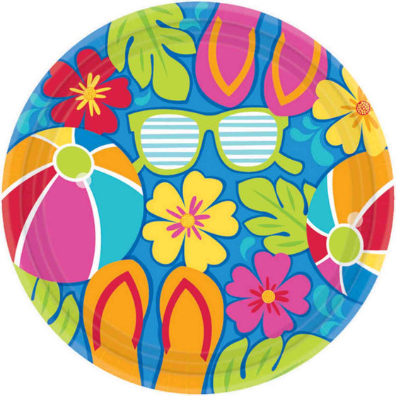 SUMMER SPLASH 17cm Round Paper Plates 18pk NIS Traders