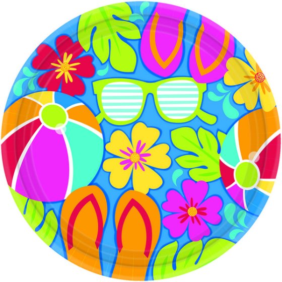 SUMMER SPLASH 26cm Round Paper Plates 18pk NIS Traders