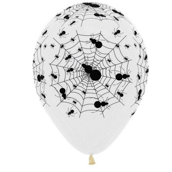 Sempertex 30cm CRYSTAL CLEAR & BLACK SPIDERS Latex Balloons, 12PK NIS Traders