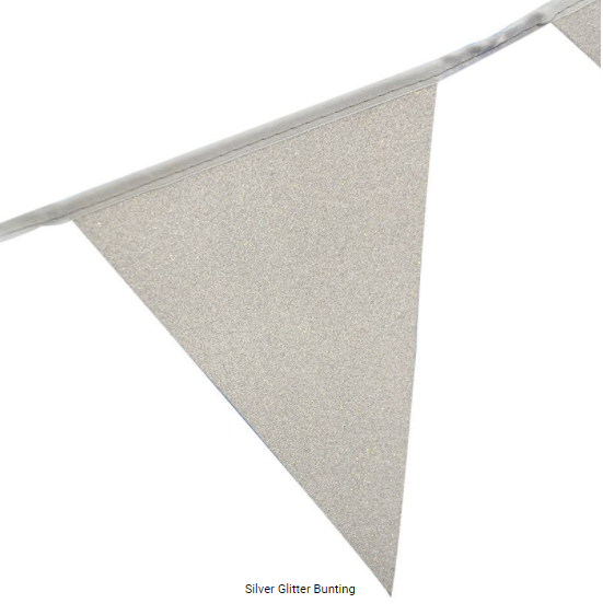 Buy Silver Glitter Buntings 3 meter at NIS Packaging & Party Supply Brisbane, Logan, Gold Coast, Sydney, Melbourne, Australia