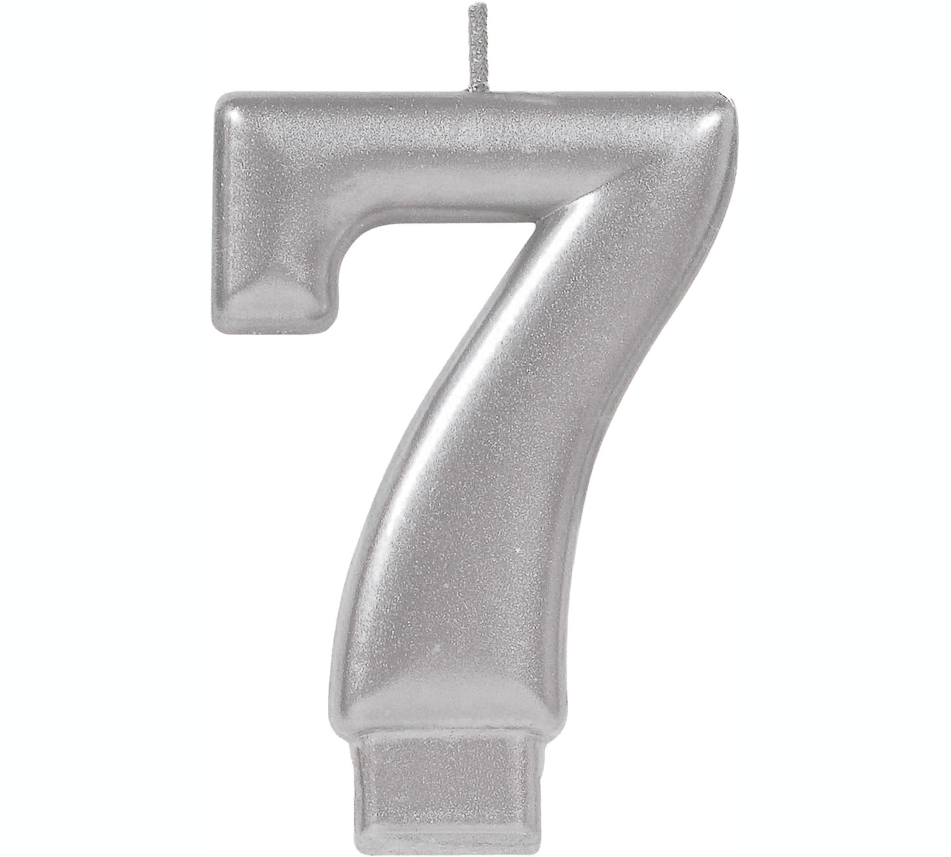 Silver Metallic Candle Number #7 NIS Traders