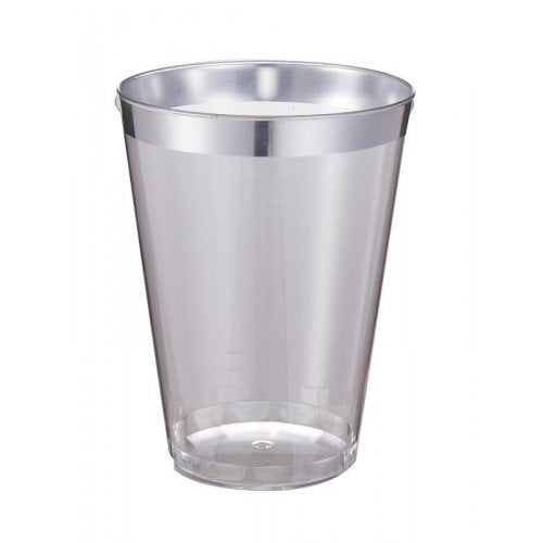 Silver Trim Plastic Tumbler 200ml  12pk NIS Traders