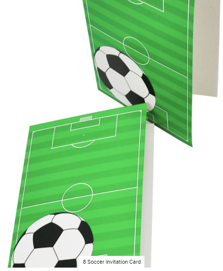 Buy Soccer invitation cards 8PK at NIS Packaging & Party Supply Brisbane, Logan, Gold Coast, Sydney, Melbourne, Australia