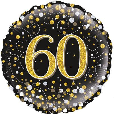 Buy Sparkling Fizz Black & Gold 60 Birthday Round Foil Balloon at NIS Packaging & Party Supply Brisbane, Logan, Gold Coast, Sydney, Melbourne, Australia