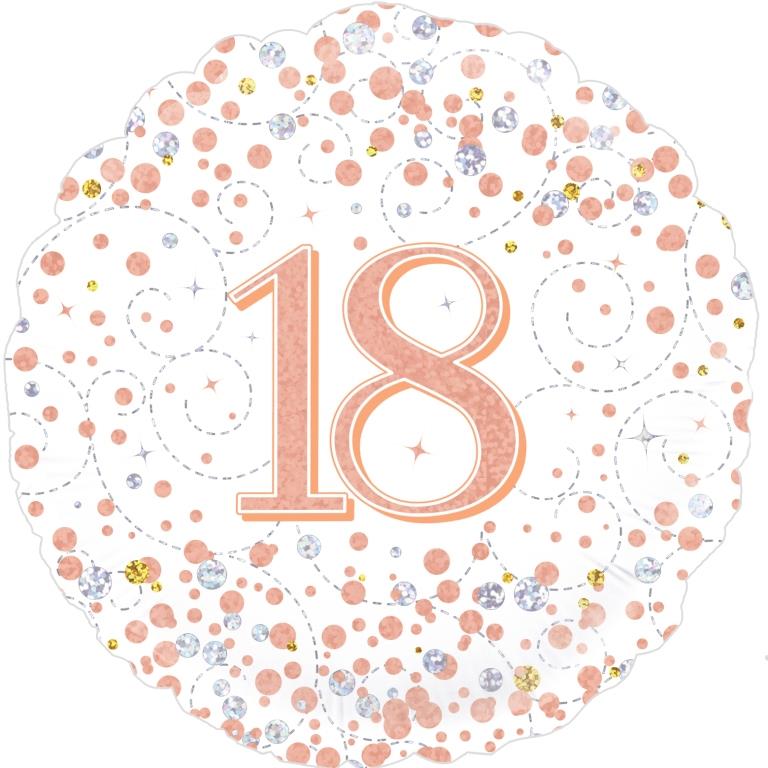 Buy Sparkling Fizz Rose Gold 18 Birthday Round Foil Balloon at NIS Packaging & Party Supply Brisbane, Logan, Gold Coast, Sydney, Melbourne, Australia