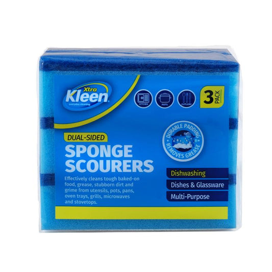 Sponge With Top Scourer 3pk - 12.5cm x 8.3cm x 3.5cm NIS Traders