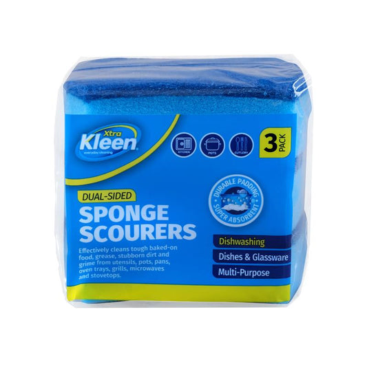 Sponge with Top Scourer 3pk - 10cm x 8cm x 3cm NIS Traders