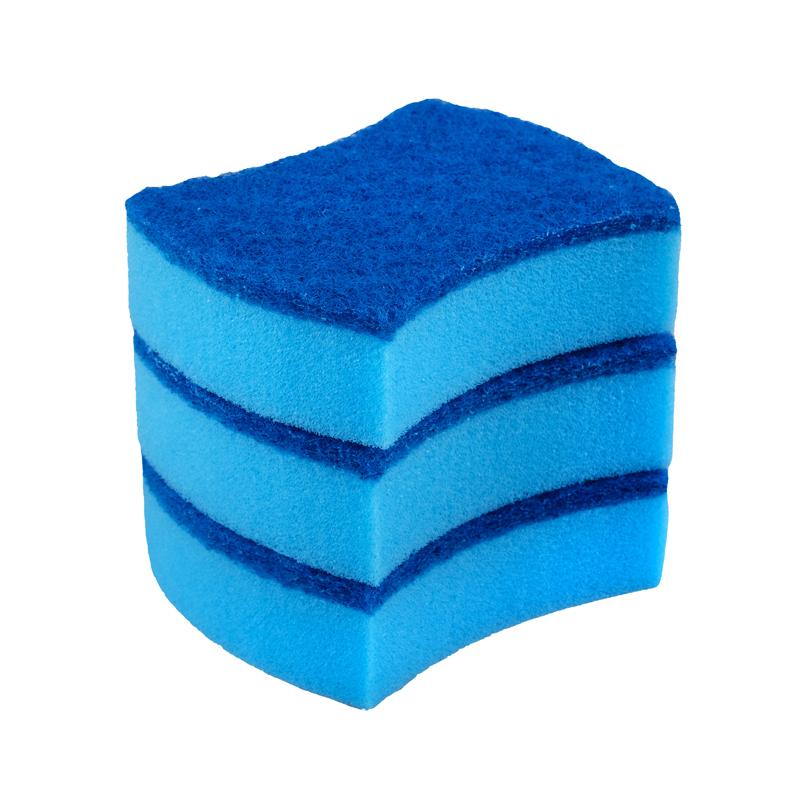 Sponge with Top Scourer 3pk - 10cm x 8cm x 3cm NIS Traders