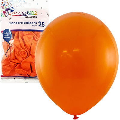 Buy Standard Orange 30cm Balloons 25pk at NIS Packaging & Party Supply Brisbane, Logan, Gold Coast, Sydney, Melbourne, Australia