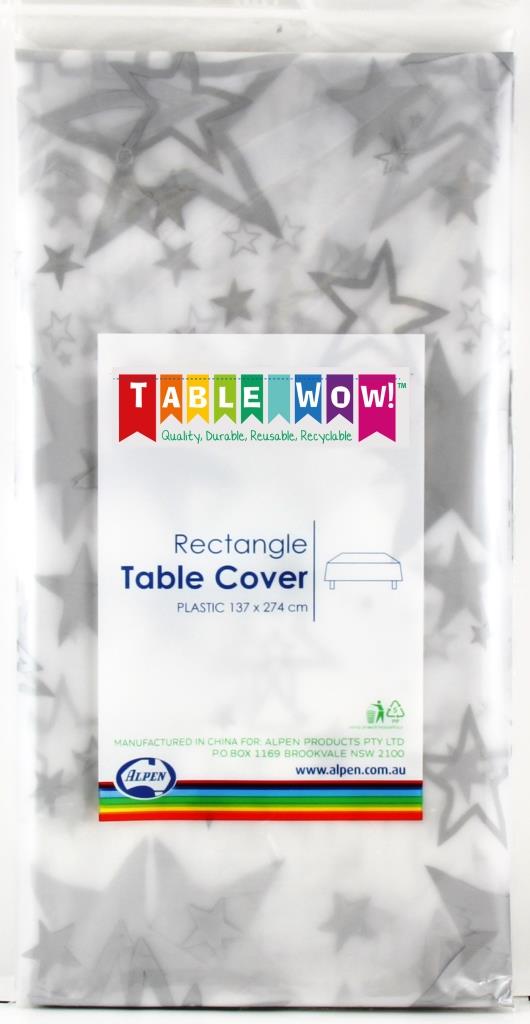 Buy Table cover Rectangle Silver Star at NIS Packaging & Party Supply Brisbane, Logan, Gold Coast, Sydney, Melbourne, Australia