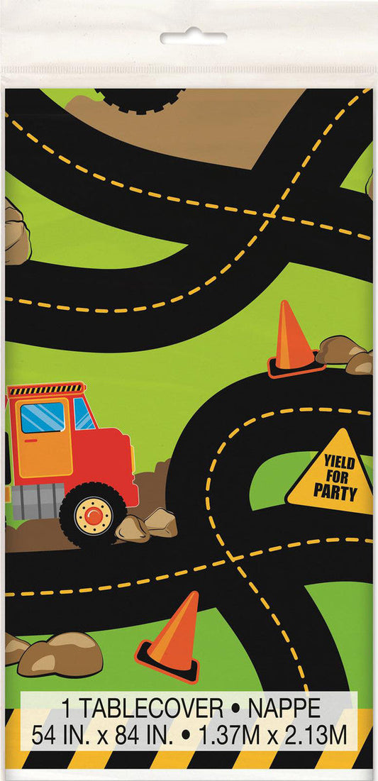 CONSTRUCTION Party Printed Tablecover 137CM X 213CM (54" X 84")