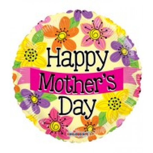 Happy Mothers Day Banner 18" Round Foil Balloon