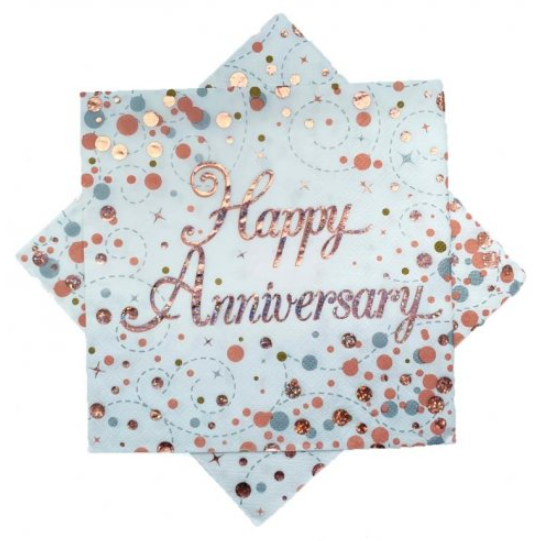 Rose Gold Napkin Happy Anniversary 33cm