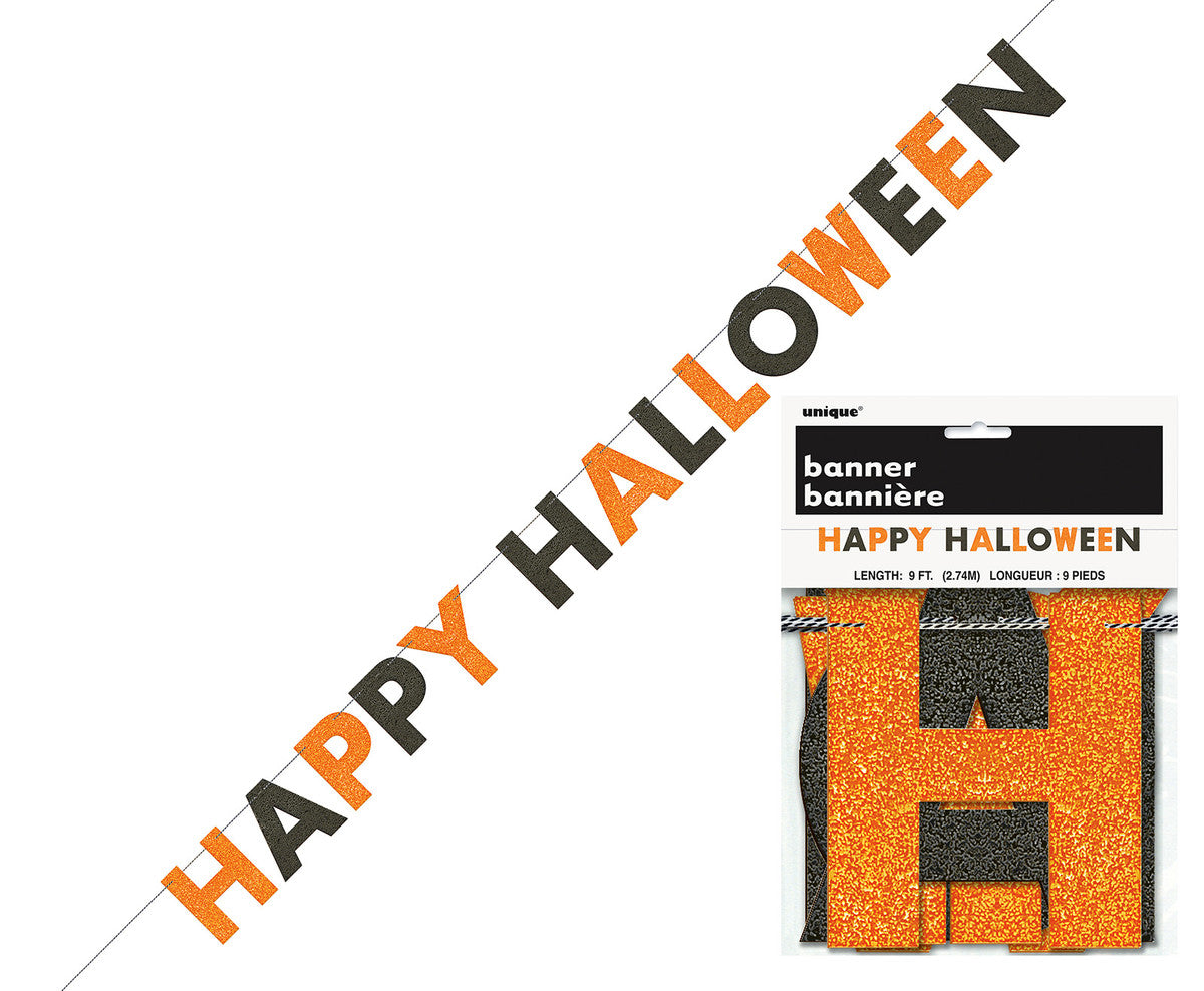 "Happy Halloween" Glitter Joint Banner 2.74m