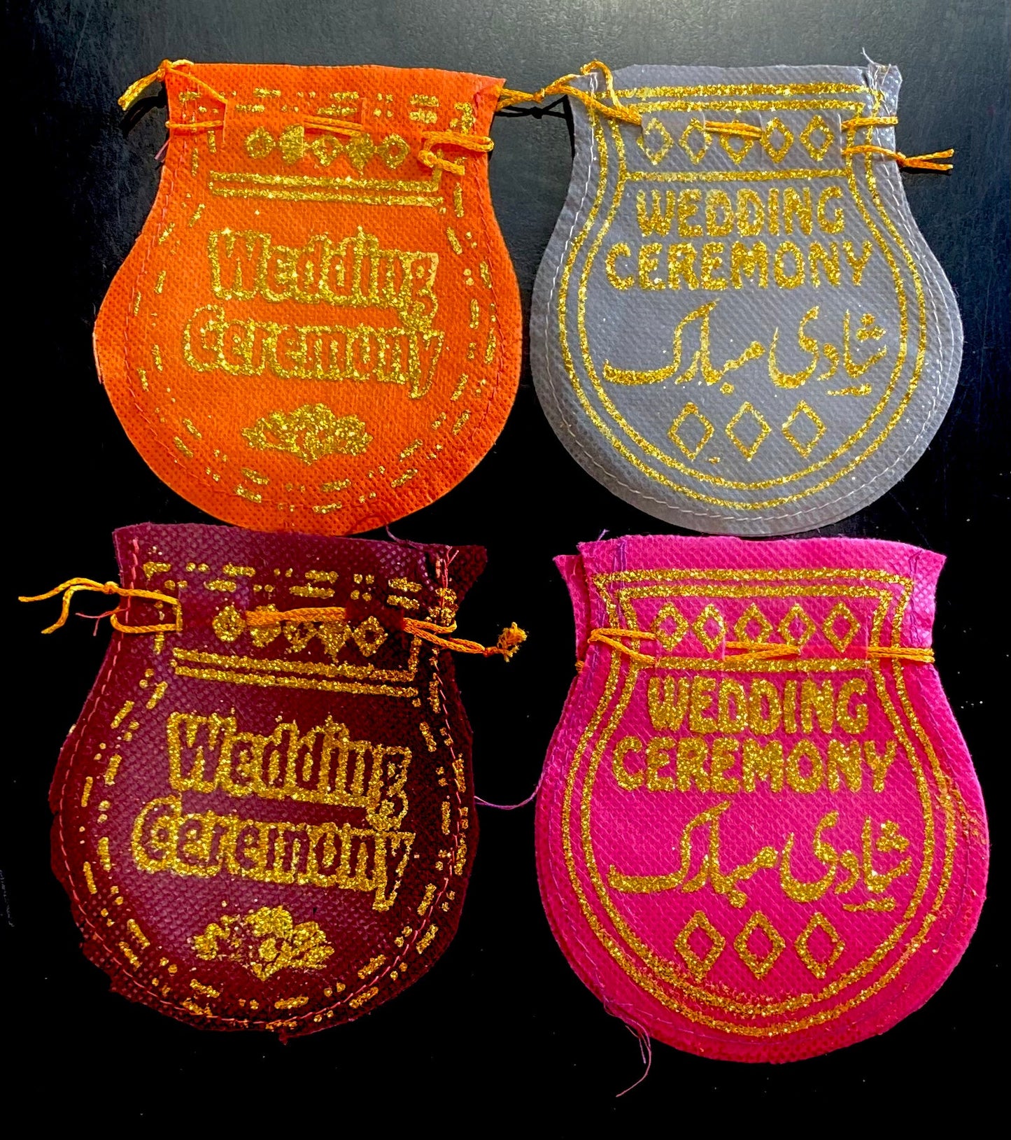 Wedding Ceremony Printed Organza Bags Assorted Colour