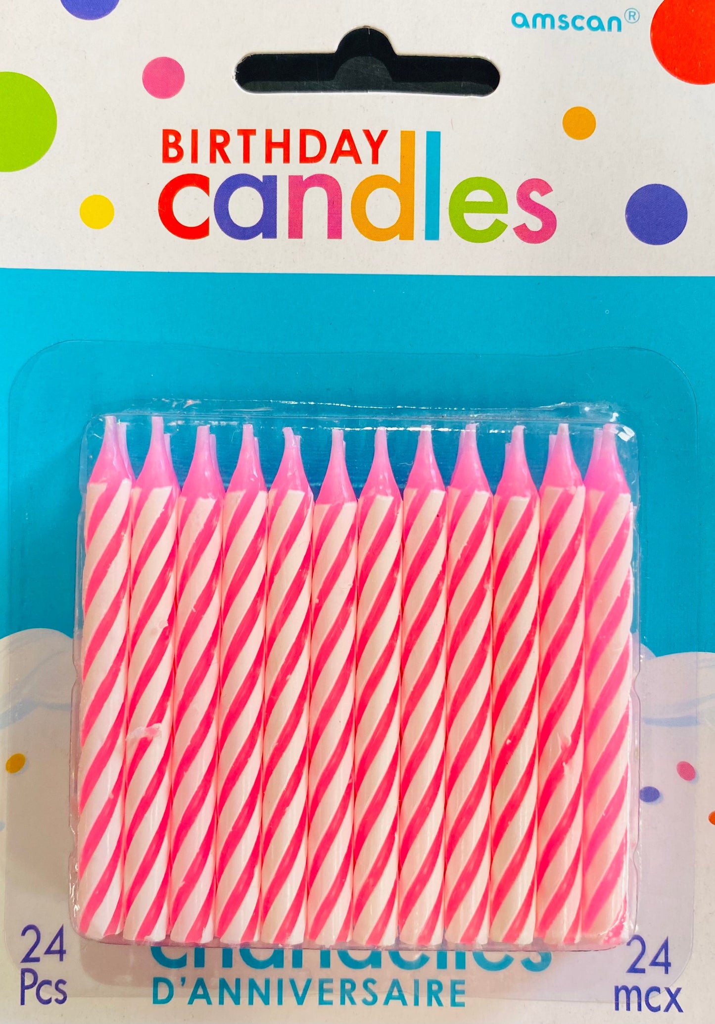 Pink Spiral Birthday candles 24pk