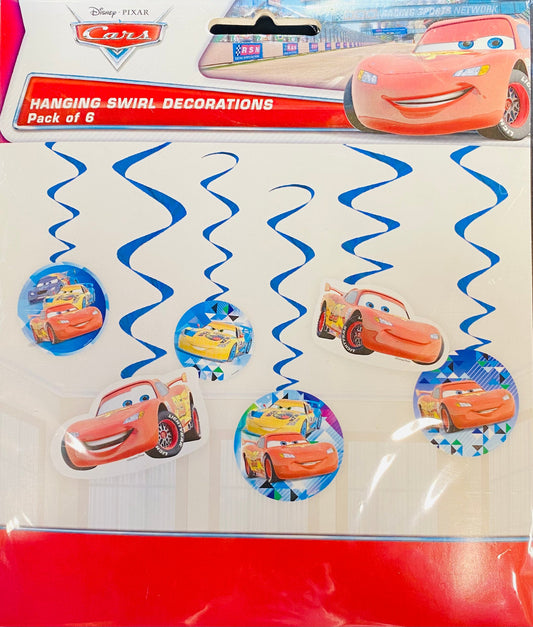 Cars 3 Hanging Swirl decorations 6 pack