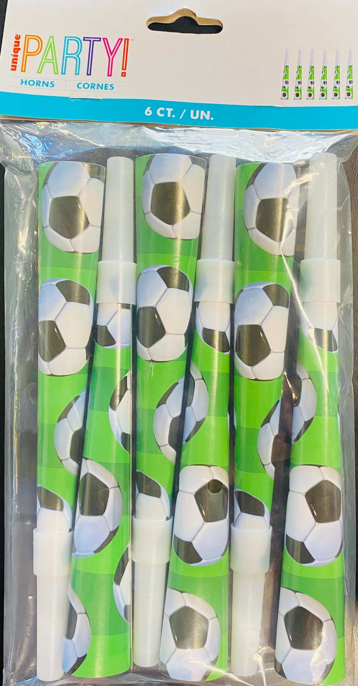 Soccer Party Favour Horns 6PK