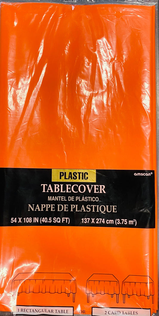 Plastic Rectangular Tablecover- Orange 137cm X 274cm