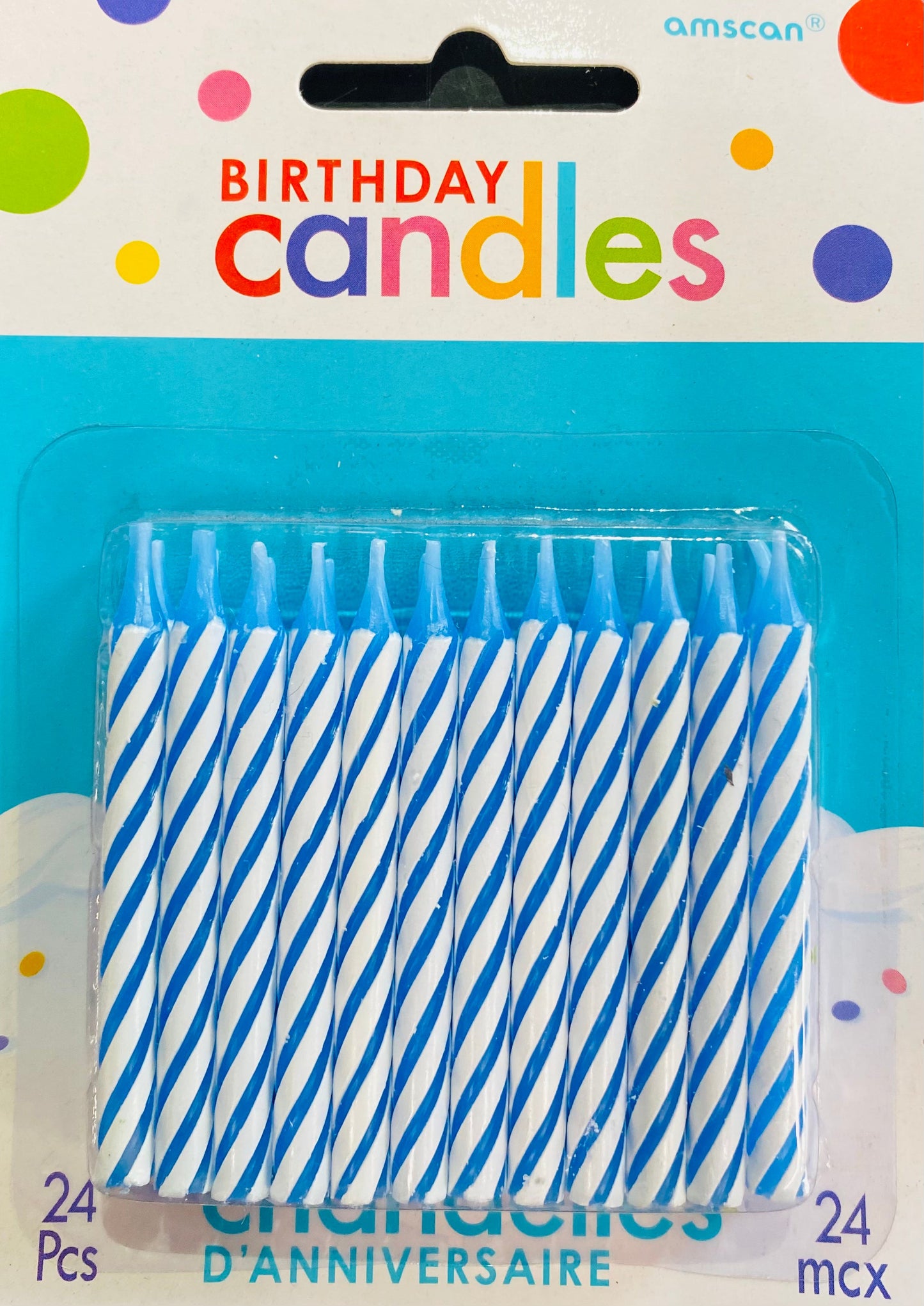 Blue Spiral Birthday candles 24pk