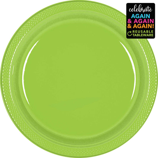 Plastic Round Plate (7"/17cm) 20pack- Kiwi