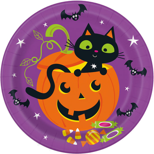 CAT & PUMPKIN 8 X 23CM (9") PAPER PLATES