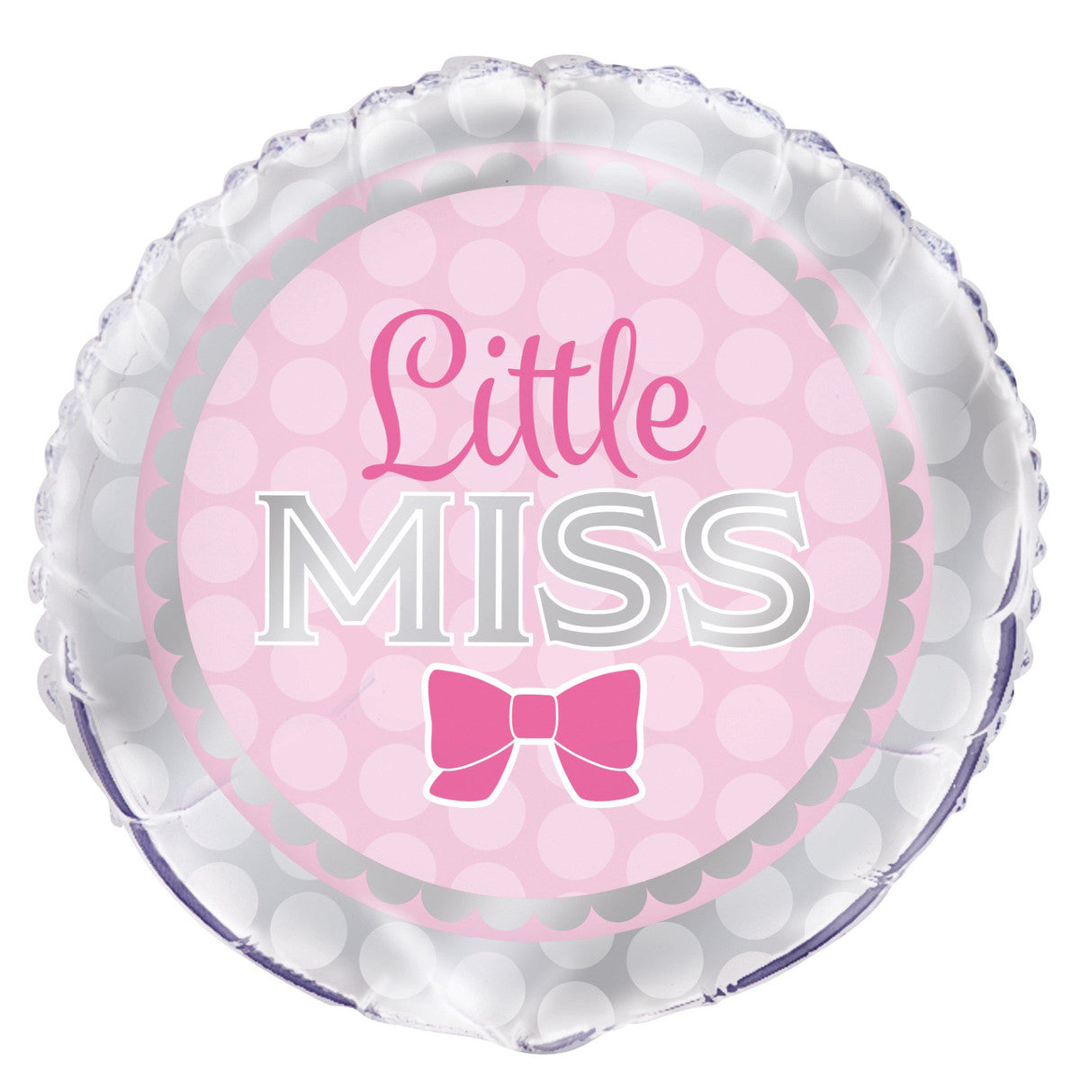 "LITTLE MISS" Pink Girl Bow 45CM (18") Foil Balloon