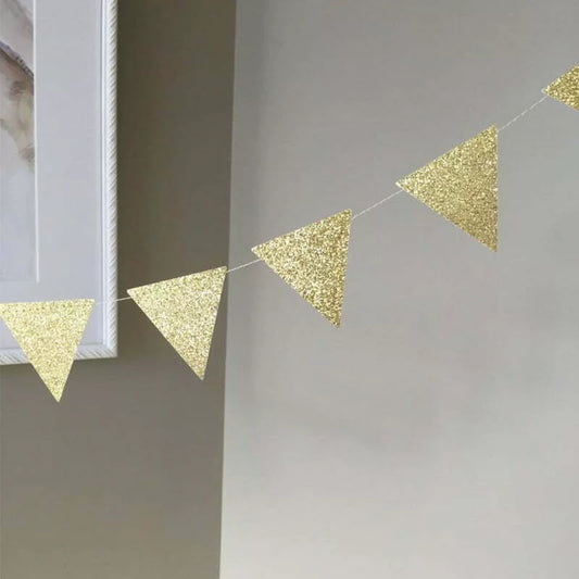 Gold Shiny Glitter Bunting 4m