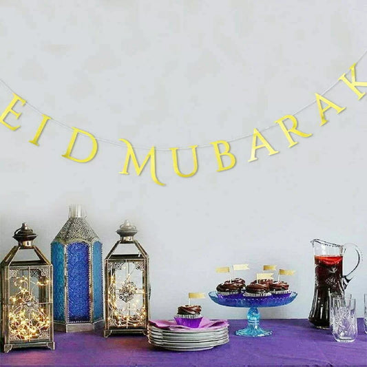 EID MUBARAK Letter Buntings -GOLD 300cm Long