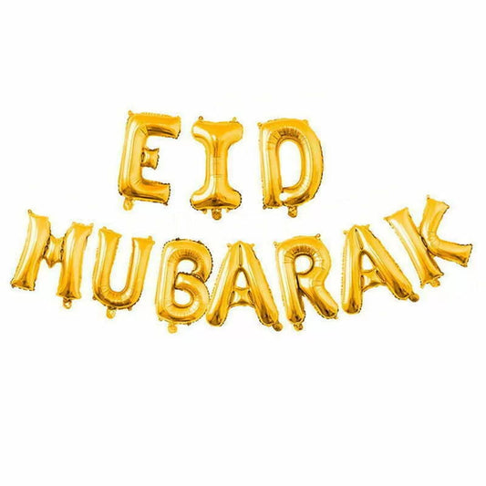 EID MUBARAK Foil Balloons Banner -GOLD