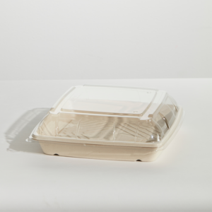 Sugarcane Unbleached Platter 12" With Clear Lid (1 PC)