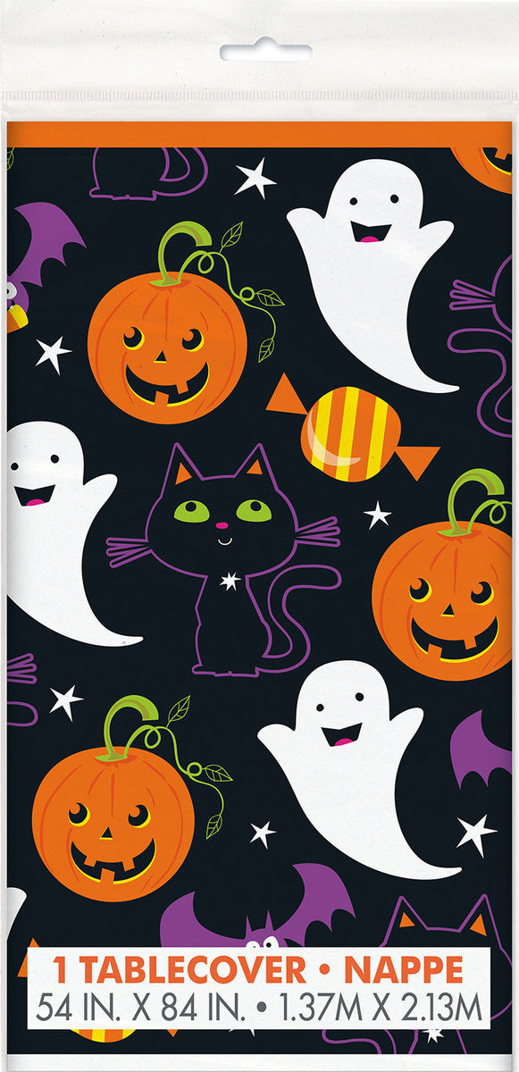 CAT & PUMPKIN PRINTED TABLECOVER 137CM X 213CM (54" X 84")