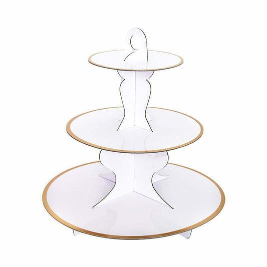 White- Gold Edge Solid Cakestand