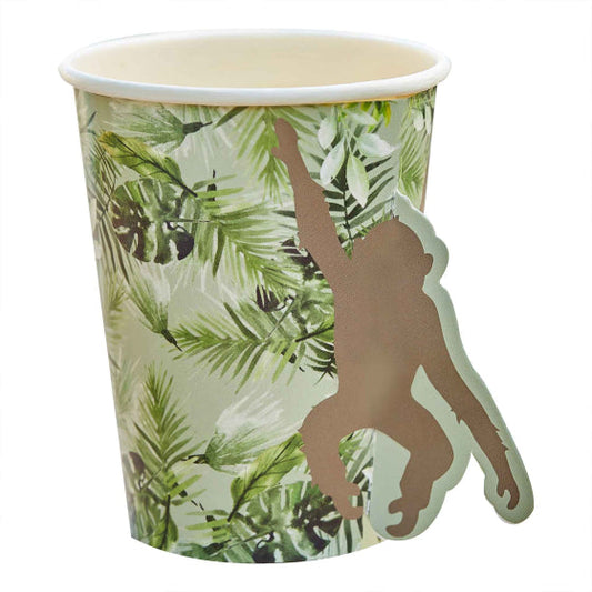 WILD JUNGLE 9OZ/266ML PAPER CUPS POP OUT MONKEY